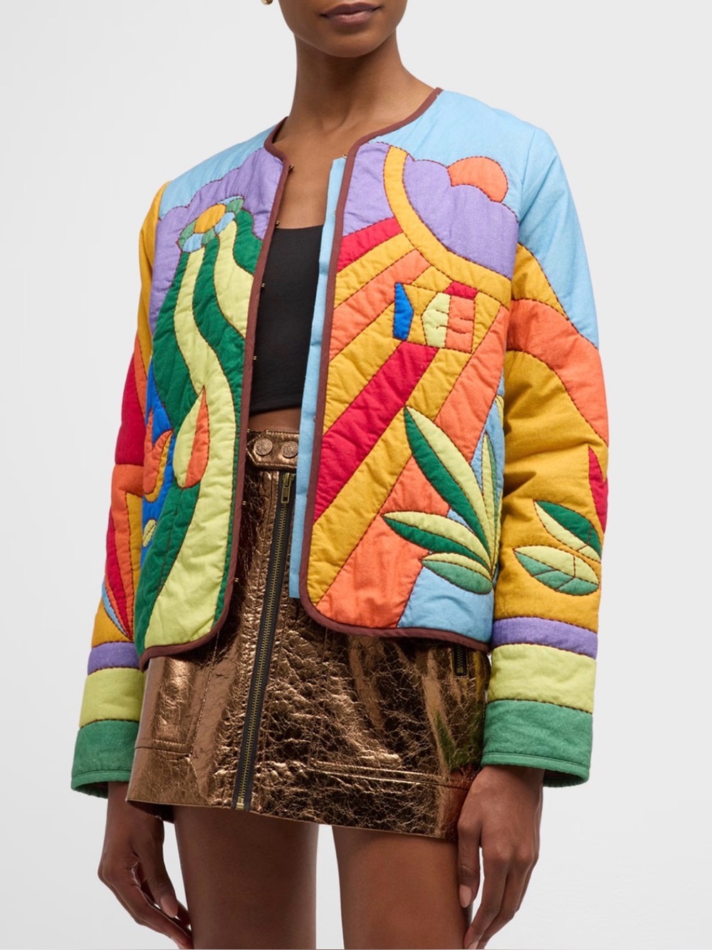MOTHER On The Fringe Quilted Jacket Eye On the Prize Small
